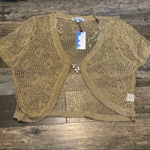 Metallic Gold Bolero shrug Cardigan women’s xl
X-large